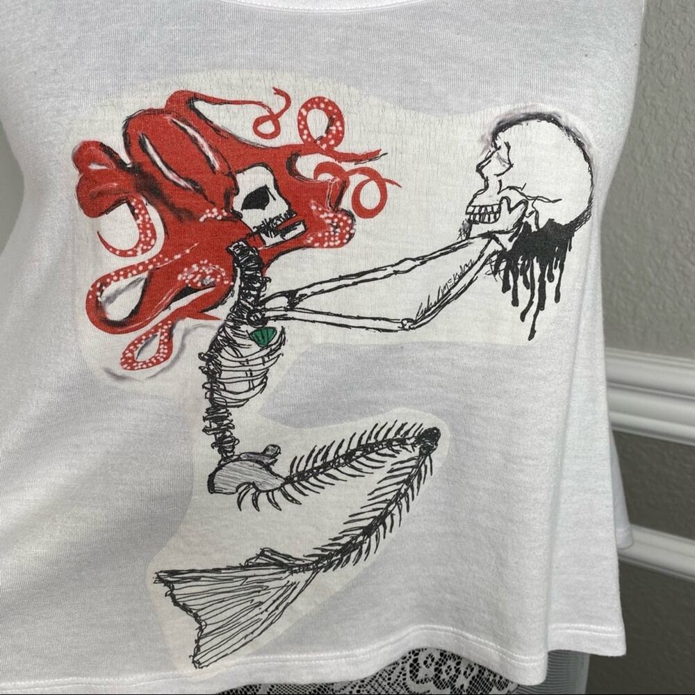 Vintage 90's Y2K Custom Womens Goth Mermaid Braided Crop Tank Top Size Medium - Picture 4 of 5